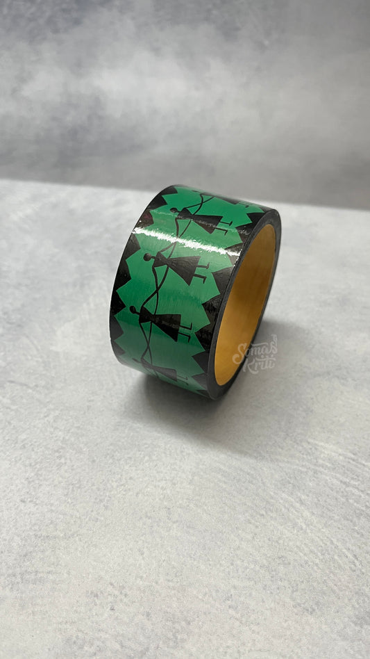 Hand-painted wooden kada- 4 cm- Black Warli on Green base