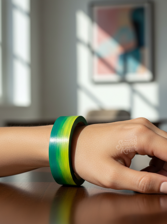 Hand-painted wooden kada- 2 cm Two Shades of Green