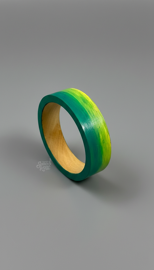 Hand-painted wooden kada- 2 cm Two Shades of Green